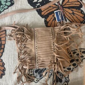Olivia Miller Tan Fringe Crossbody Bag
